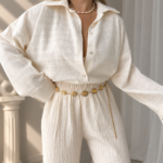 Gold İpli Natural Keten Oversize Gömlek | LIMITED EDITION