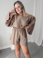 Vizon Müslin Kayık Crop Bluz - Görsel 2