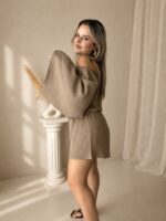 Vizon Müslin Kayık Crop Bluz - Görsel 5