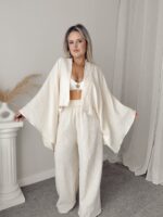 Vanilya Organik Müslin Yarasa Crop Kimono - Görsel 4