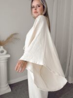 Vanilya Organik Müslin Yarasa Crop Kimono - Görsel 2