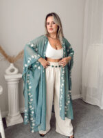 Premium Şifon Nakışlı Kimono Pareo - Görsel 7