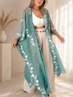 Premium Şifon Nakışlı Kimono Pareo - Görsel 2