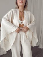 Vanilya Organik Müslin Yarasa Crop Kimono - Görsel 5
