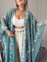 Premium Şifon Nakışlı Kimono Pareo - Görsel 3