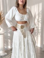 Ekru Natural Off Shoulder Crop Top - Görsel 2