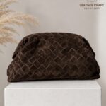 Mona Acı Kahve Premium Hakiki Süet Clutch Zincirli Çanta