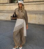 Premium Fringe Natural Püsküllü Şal
