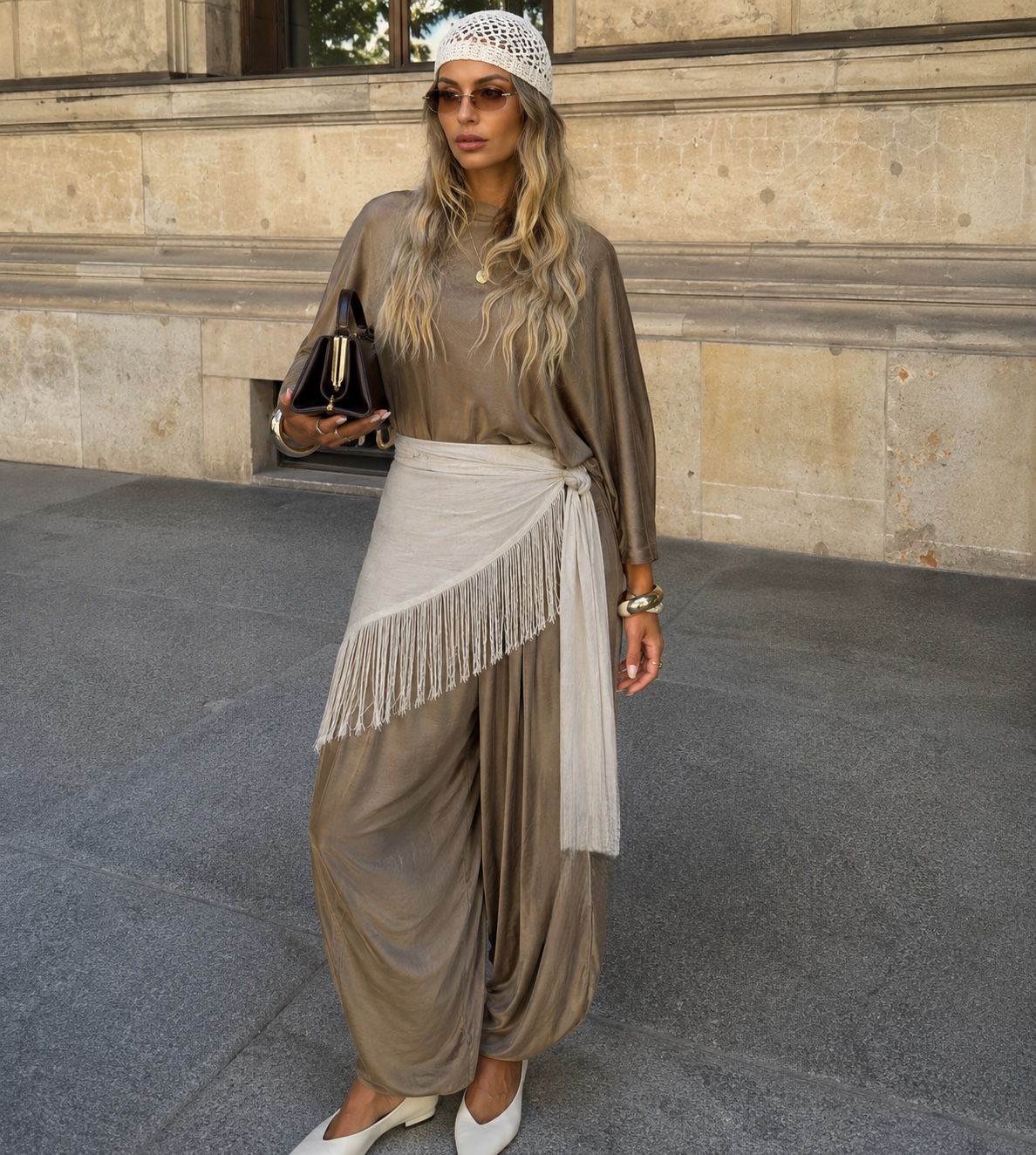 DC10CE0E-B1D6-48CE-BD5F-4109CC15A765 Premium Fringe Natural Püsküllü Şal - Görsel 1