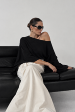 Siyah Premium Patentli Overize Tensel Triko