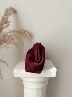 Mona Bordo Premium Hakiki Süet Clutch Zincirli Çanta - Görsel 4