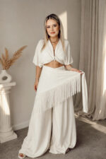 Premium Fringe Natural Püsküllü Şal - Görsel 4