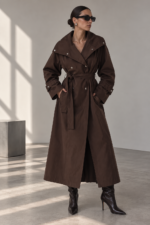 Premium Acı Kahve Su İtici Cotton Oversize Trenchcoat - Görsel 3