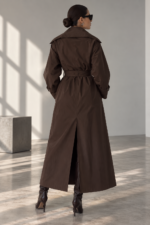 Premium Acı Kahve Su İtici Cotton Oversize Trenchcoat - Görsel 2