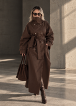 Premium Acı Kahve Su İtici Cotton Oversize Trenchcoat