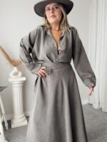Taşlanmış Gri Premium Patentli LYOCELL Oversize Gömlek - Görsel 2