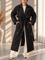 Siyah Premium Kaşe Oversize Kaban