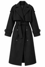 Siyah Premium Kaşe Oversize Kaban - Görsel 2