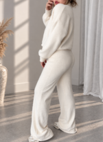 Ekru Yumoş Triko Premium Hırka & Pantolonlu Takım - Görsel 2