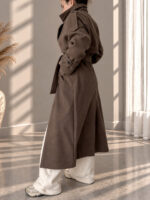 Kahve Premium Kaşe Oversize Kaban - Görsel 4