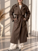 Kahve Premium Kaşe Oversize Kaban