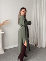Taşlanmış Nefti Premium Patentli LYOCELL Midi Gömlek Elbise - Görsel 2