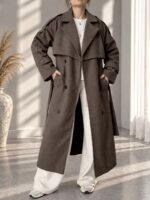 Kahve Premium Kaşe Oversize Kaban - Görsel 3