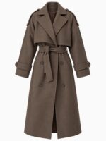Kahve Premium Kaşe Oversize Kaban - Görsel 2